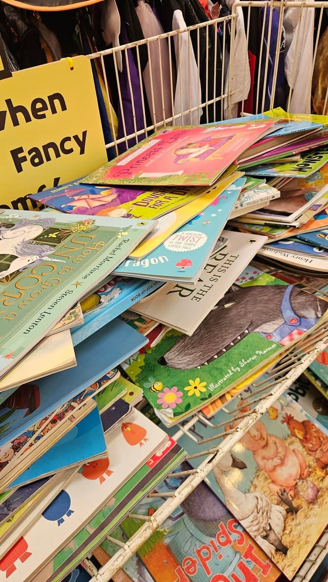 Second hand children's books at the Thrift Warehouse, Exeter